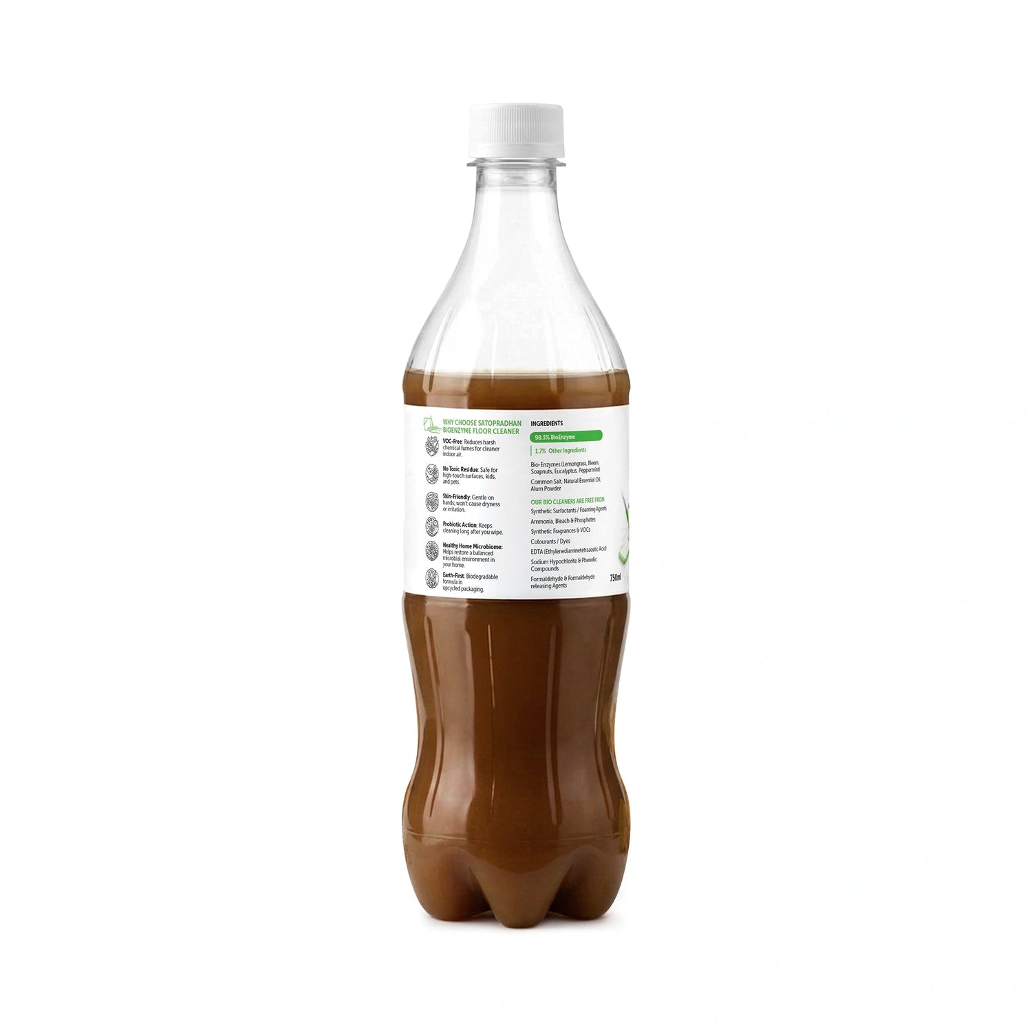 Natural Floor Cleaner Liquid 750ml/1.9L - Bio-Enzyme Based, Non-Toxic & Eco-Friendly - Safe for Kids & Pets - Floor Cleaner Concentrate - Satopradhan