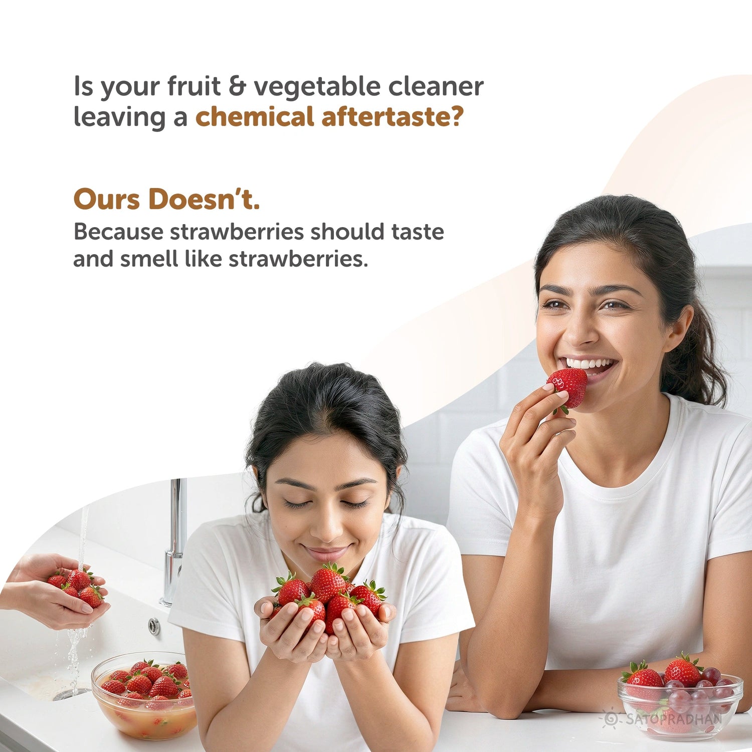Natural Fruit & Vegetable Wash 750ml/1.9L - Bioenzyme-Based Produce Cleaner - Chemical-Free Vegetable Wash Liquid Cleaner - Satopradhan