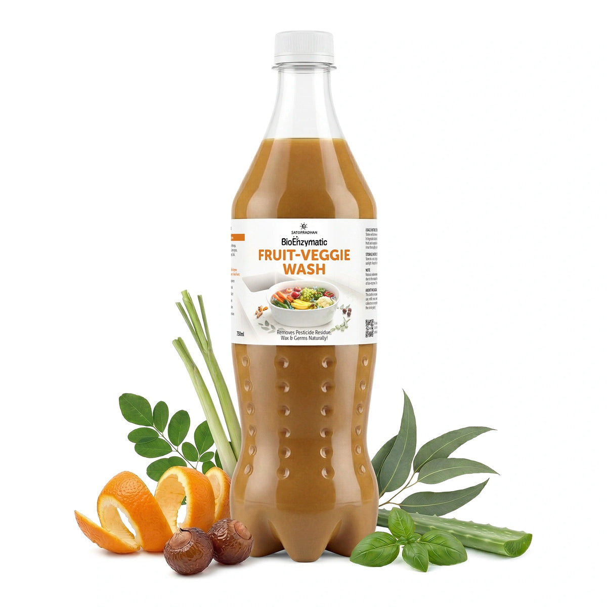 Natural Fruit & Vegetable Wash 750ml/1.9L - Bioenzyme-Based Produce Cleaner - Chemical-Free Vegetable Wash Liquid Cleaner - Satopradhan