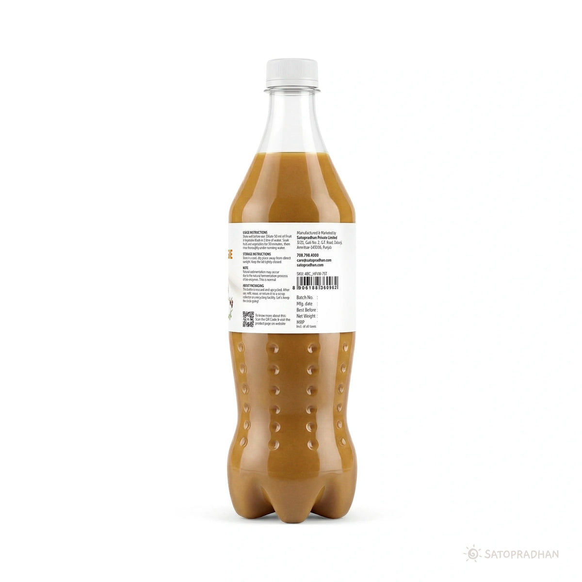 Natural Fruit & Vegetable Wash 750ml/1.9L - Bioenzyme-Based Produce Cleaner - Chemical-Free Vegetable Wash Liquid Cleaner - Satopradhan