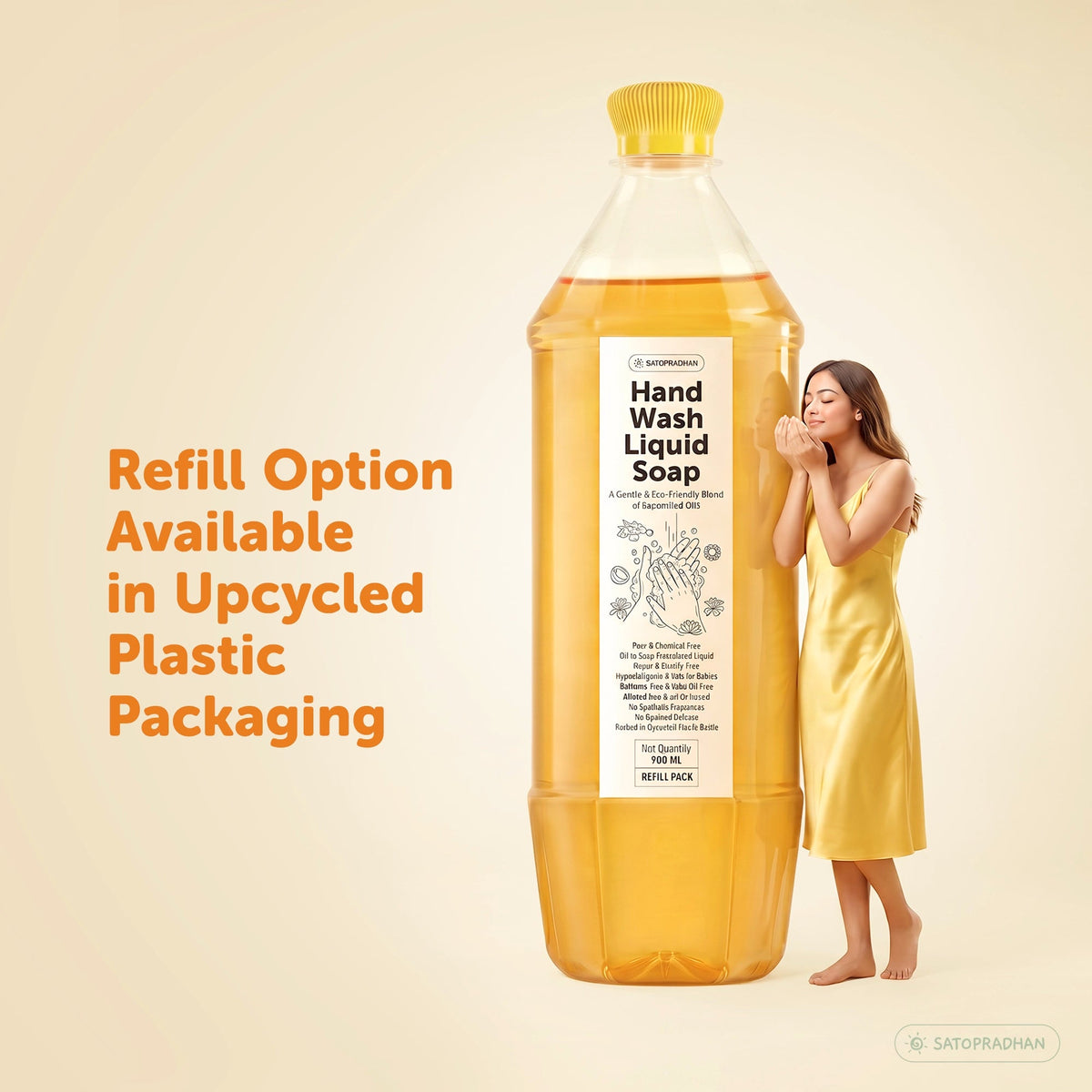 Natural Liquid Hand Wash 200ml / 900ml Refill | Non-Toxic Turmeric Hand Wash - Satopradhan