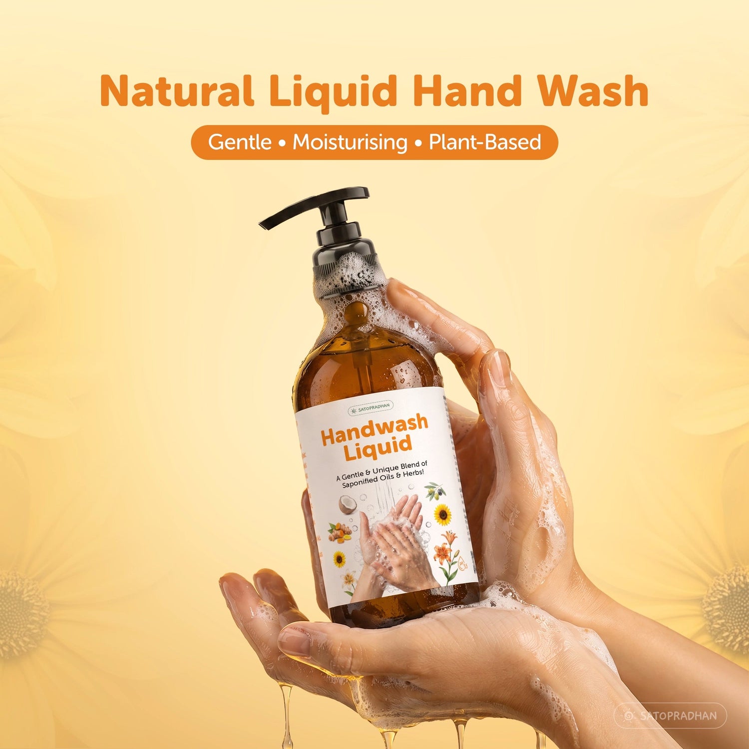 Natural Liquid Hand Wash 200ml / 900ml Refill | Non-Toxic Turmeric Hand Wash - Satopradhan