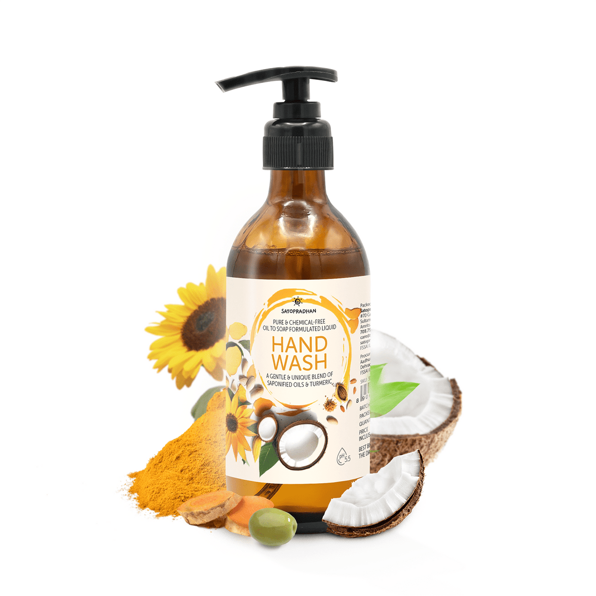 Natural Liquid Hand Wash 200ml / 900ml Refill | Non-Toxic Turmeric Hand Wash - Satopradhan