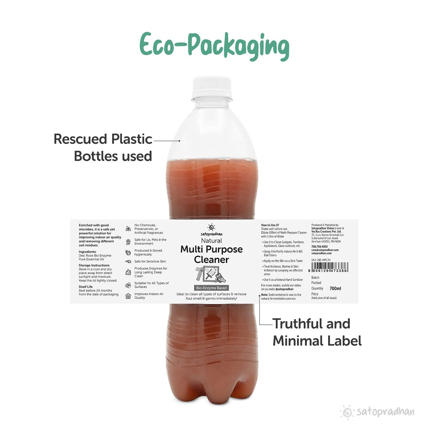 Natural Multi Purpose Cleaner Eco-Packaging 700g | Eco Friendly Disinfectant | Non Toxic Room Freshener