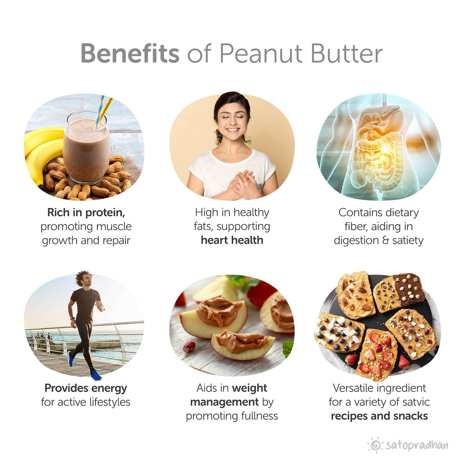 Peanut butter is rich in protein, healthy fats helps in weight management, digestion and supporting heart health by incorporating in a variety of satvic recipes and snacks