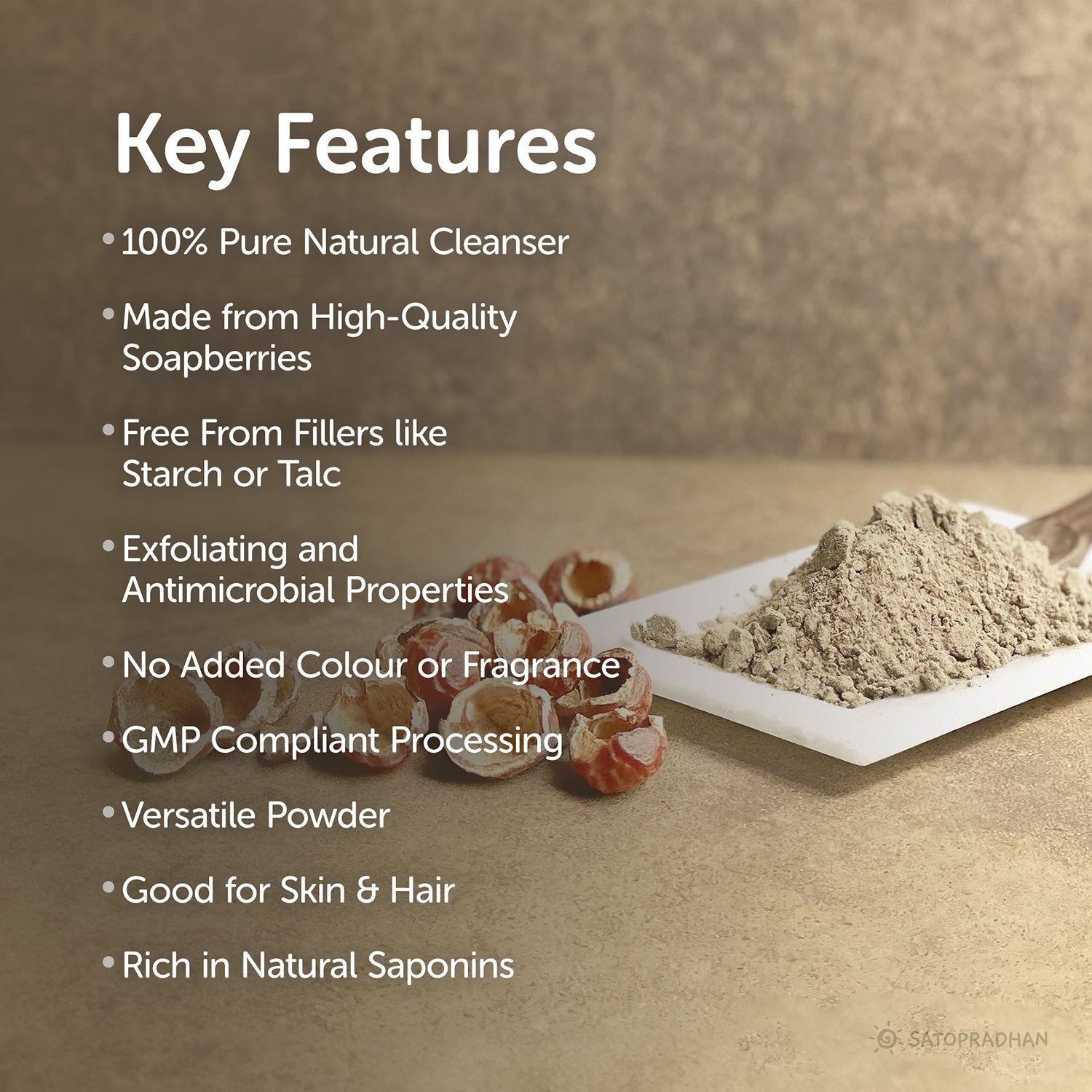 Natural Reetha Powder 200g | Pure Soapnut Powder | Eco-Friendly Aritha Powder | Reetha Fruit Powder | Ayurvedic Cleanser | Soapberries | Gentle & Effective Washnut Powder For Skin, Hair, Dishes & Laundry - Satopradhan