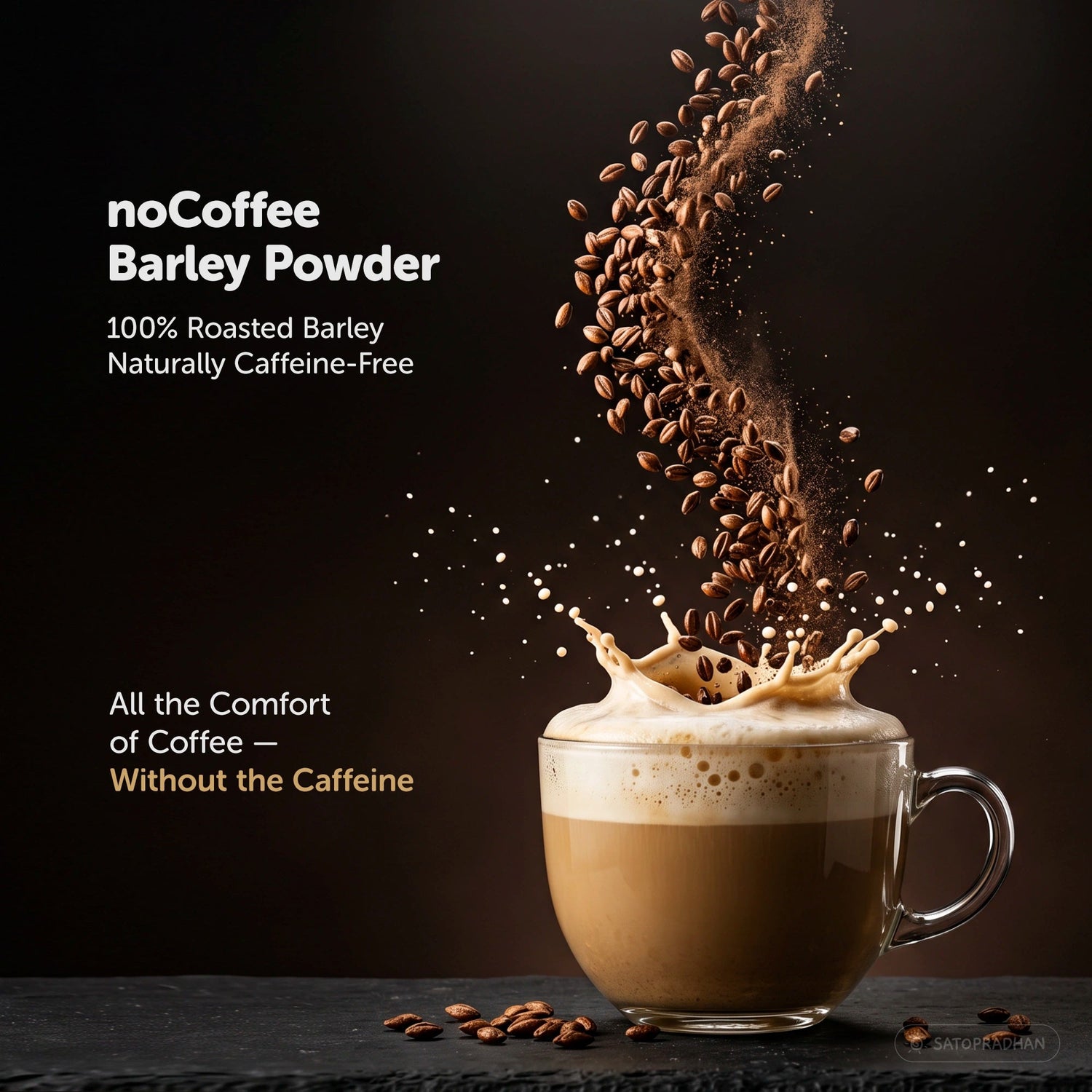 noCoffee Barley Powder 100g - Naturally Caffeine-Free Coffee Alternative - Roasted Nutty Wellness Drink - Satopradhan