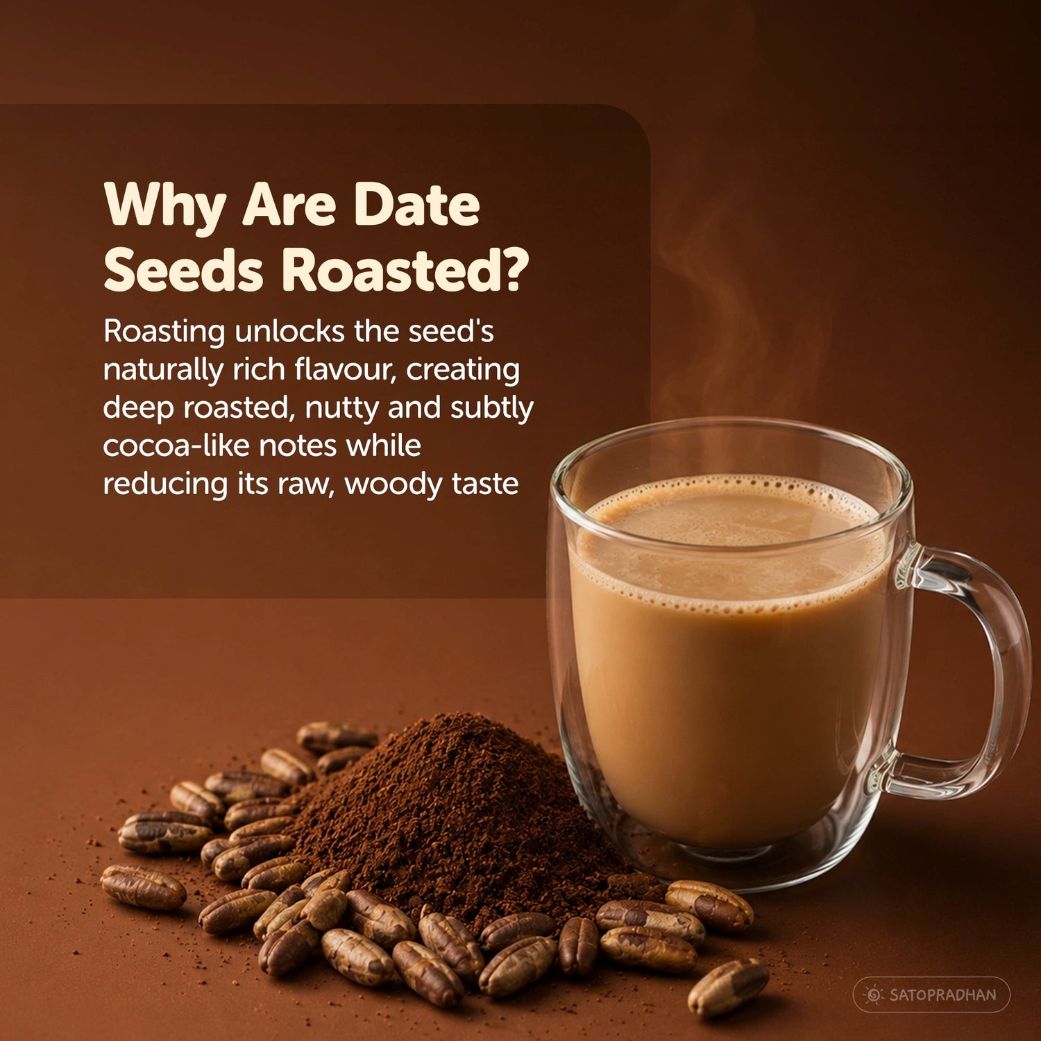 noCoffee Date Seed Powder 100g - Best Caffeine Free Coffee Alternative – Non Acidic Coffee for GERD & IBS – Organic, Gut Friendly, Plant-Based Coffee Substitute – Coarsely Ground - Satopradhan