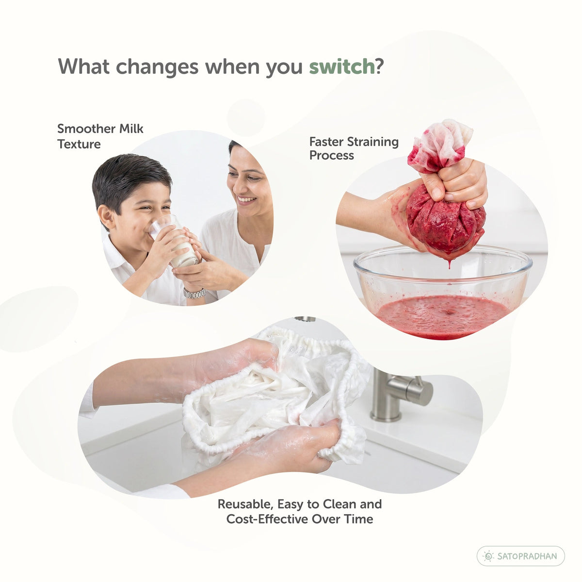 Nylon Nut Milk Bag - Food-Grade Strainer Cloth - Reusable Nut Milk Bag for Making Milk - Nut Milk Mesh for Juicing - Satopradhan