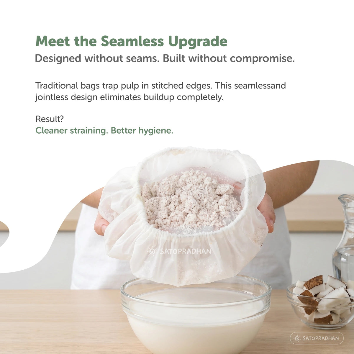 Nylon Nut Milk Bag - Food-Grade Strainer Cloth - Reusable Nut Milk Bag for Making Milk - Nut Milk Mesh for Juicing - Satopradhan