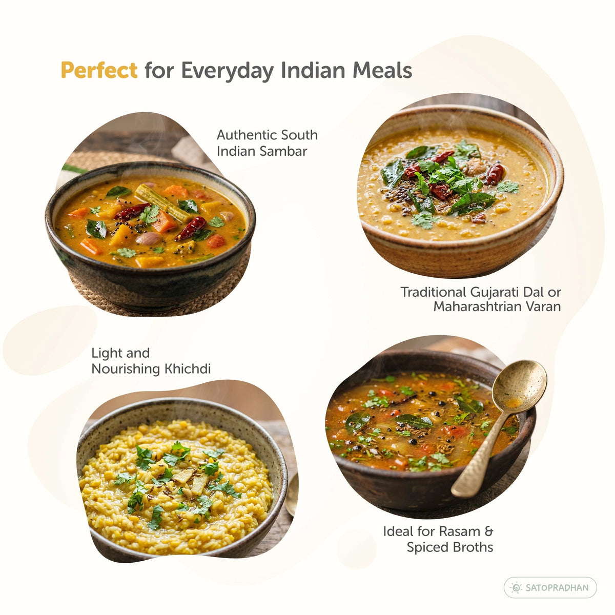Organic Arhar Dal 800g - Unpolished Toor Dal - Split Pigeon Peas - Satopradhan