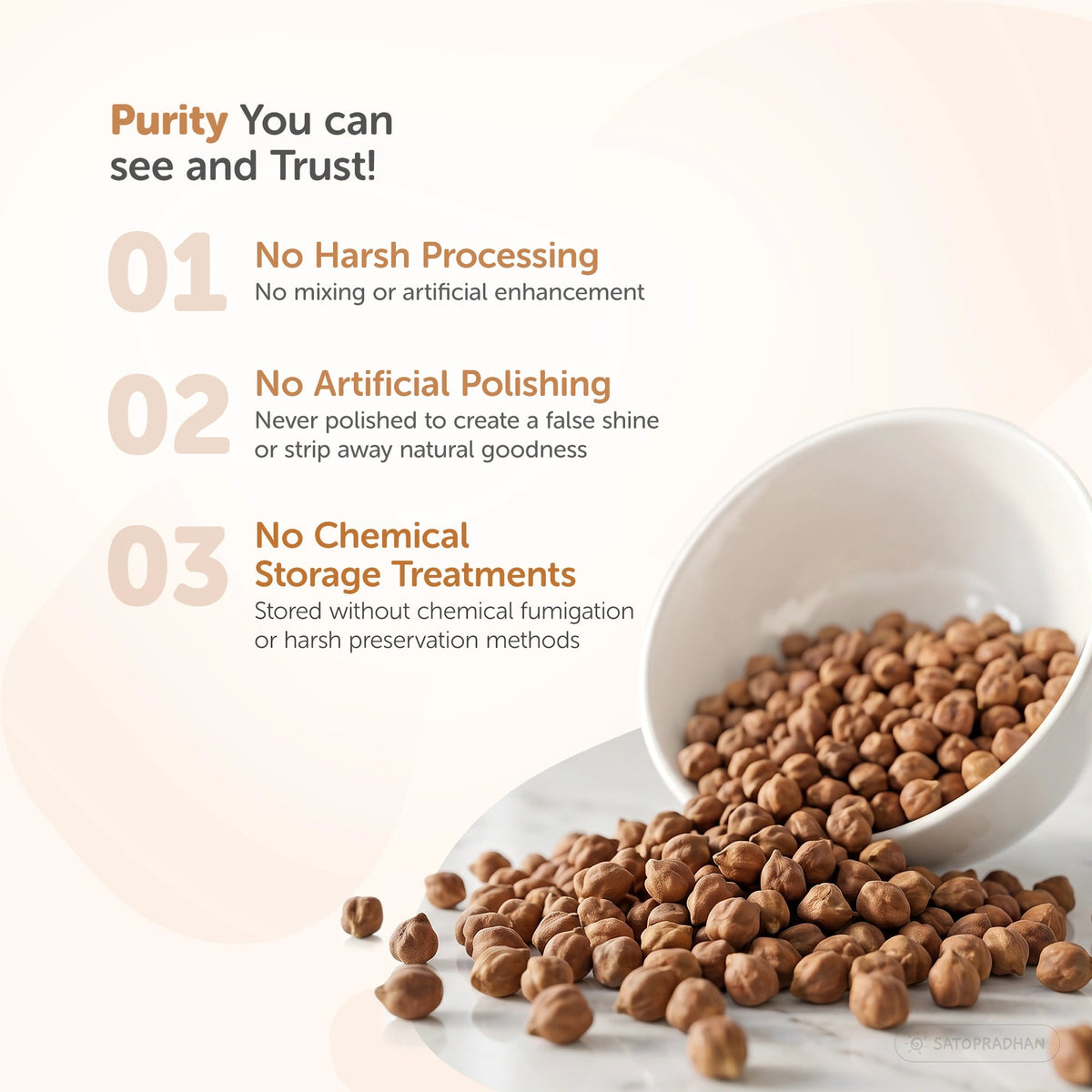 Organic Black Chana 800g - Kala Chana - Unpolished Desi Black Chickpeas - Bengal Gram - High-Protein Brown Chickpeas - Satopradhan