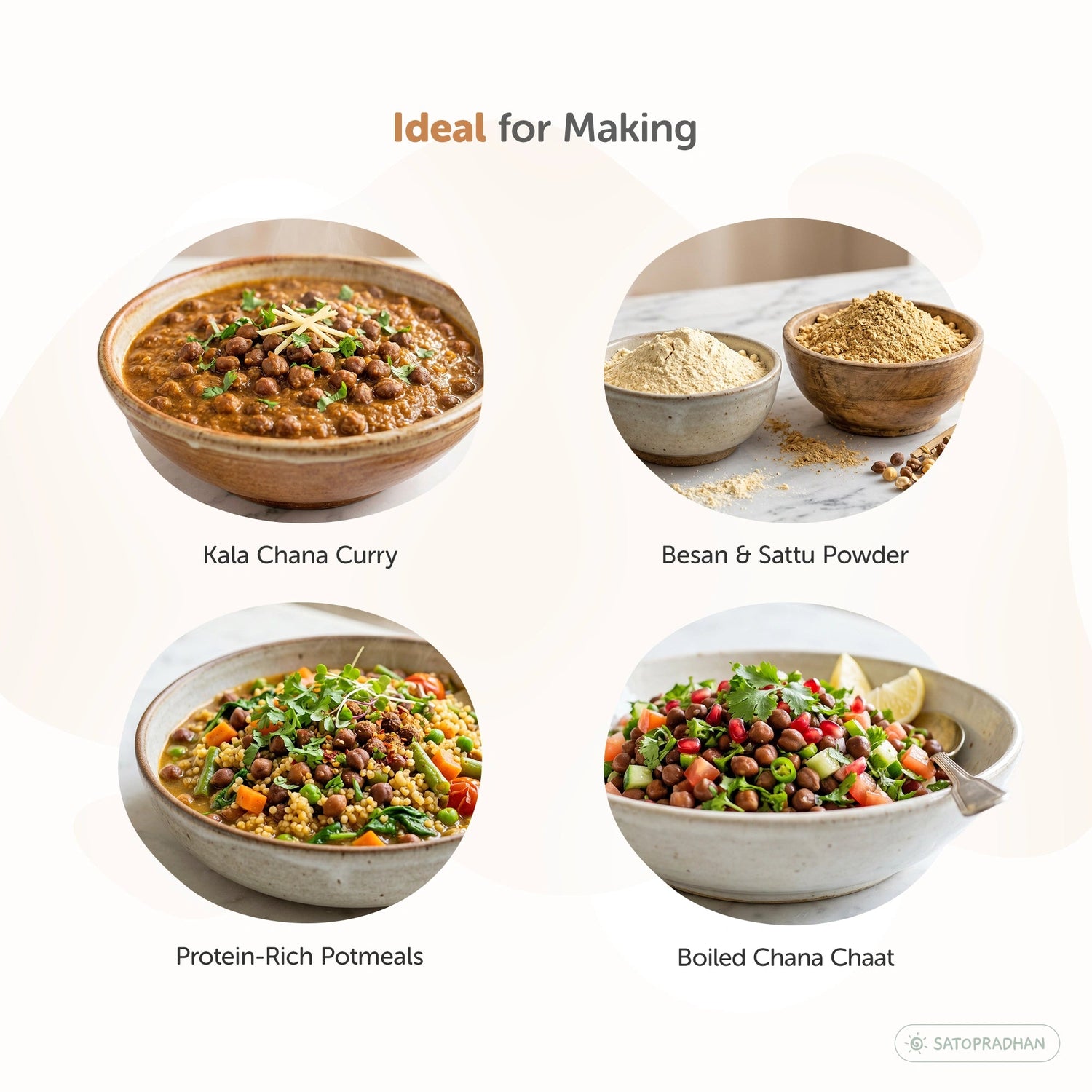 Organic Black Chana 800g - Kala Chana - Unpolished Desi Black Chickpeas - Bengal Gram - High-Protein Brown Chickpeas - Satopradhan