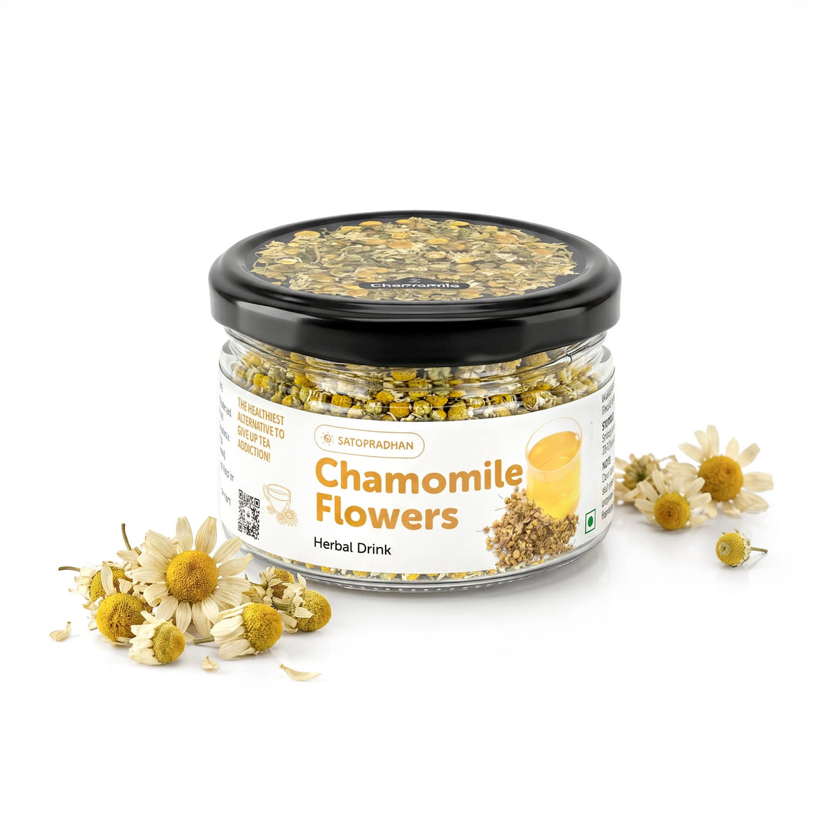 Organic Chamomile Herbal Infusion 25g – Dried Flowers for Deep Relaxation, Better Sleep & Period Cramps - Satopradhan