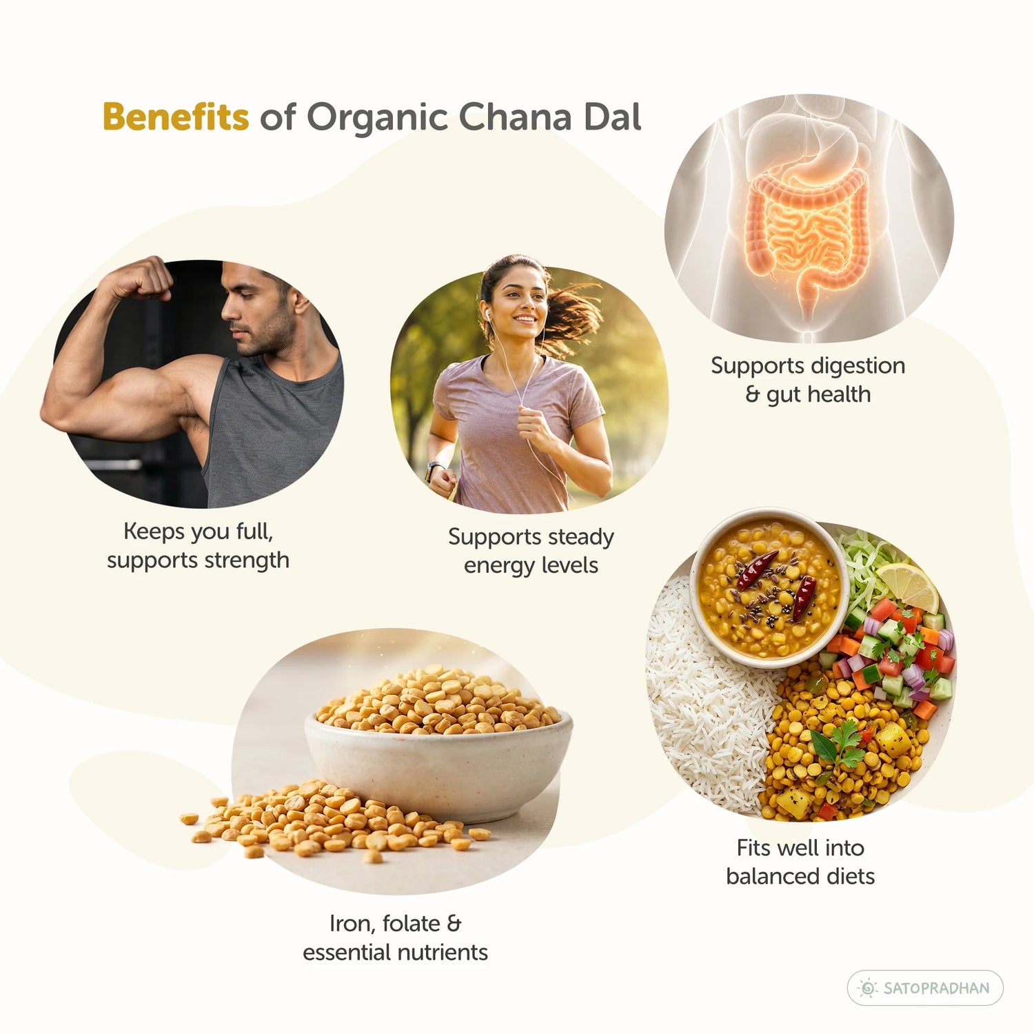 Organic Chana Dal 800g – Unpolished & Pesticide-Free – Premium Bengal Gram Split - Satopradhan