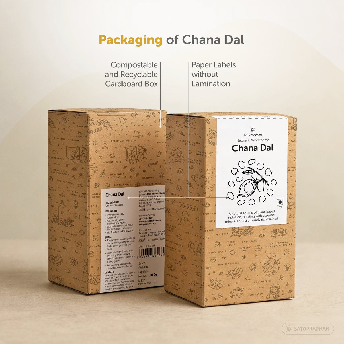 Organic Chana Dal 800g – Unpolished & Pesticide-Free – Premium Bengal Gram Split - Satopradhan