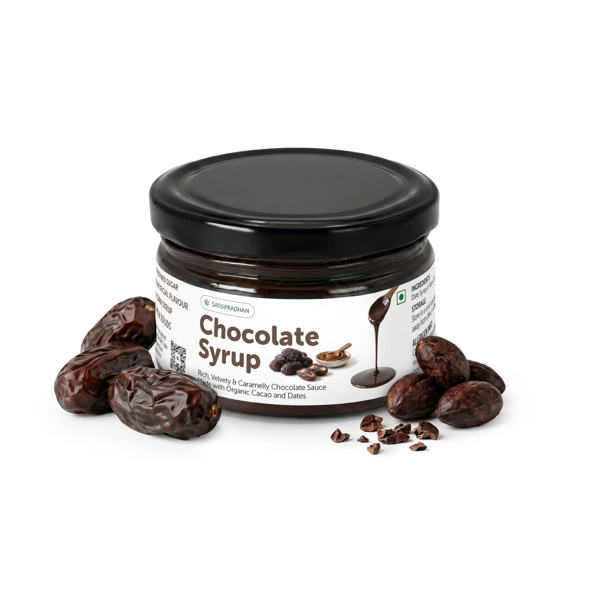 Organic Chocolate Syrup 200g | Date-Sweetened Chocolate Sauce with Real Cacao | No Refined Sugar, No Artificial Flavours - Satopradhan