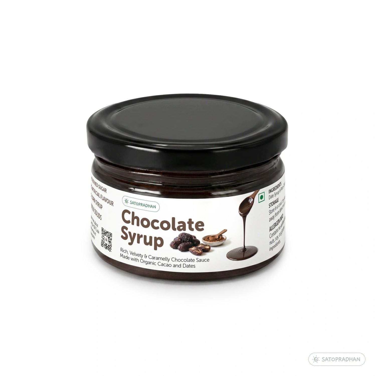 Organic Chocolate Syrup 200g | Date-Sweetened Chocolate Sauce with Real Cacao | No Refined Sugar, No Artificial Flavours - Satopradhan