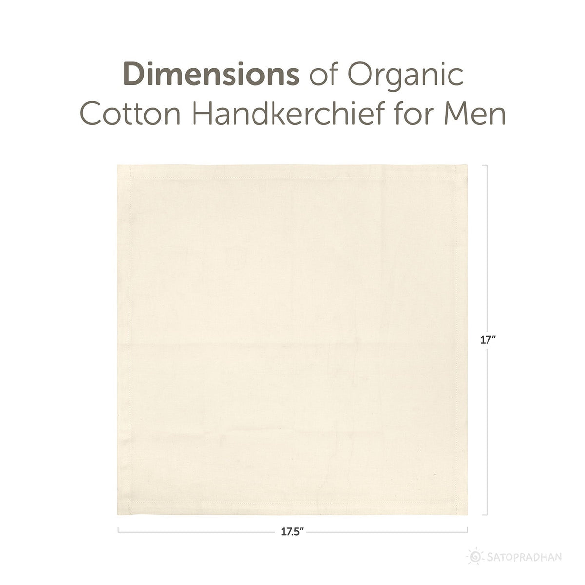 Organic Cotton Handkerchief for Men - 17"x17.5” Large - Set of 6 Soft Men’s Hankies - Cream White Colour - Pure, High-Quality Cloth - Eco-Friendly & Sweat Absorbent Handkerchiefs - Perfect Sustainable Gift - Satopradhan