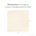 Dimension illustration of an organic cotton handkerchief, 18x18 inches, cream white, eco-friendly fabric