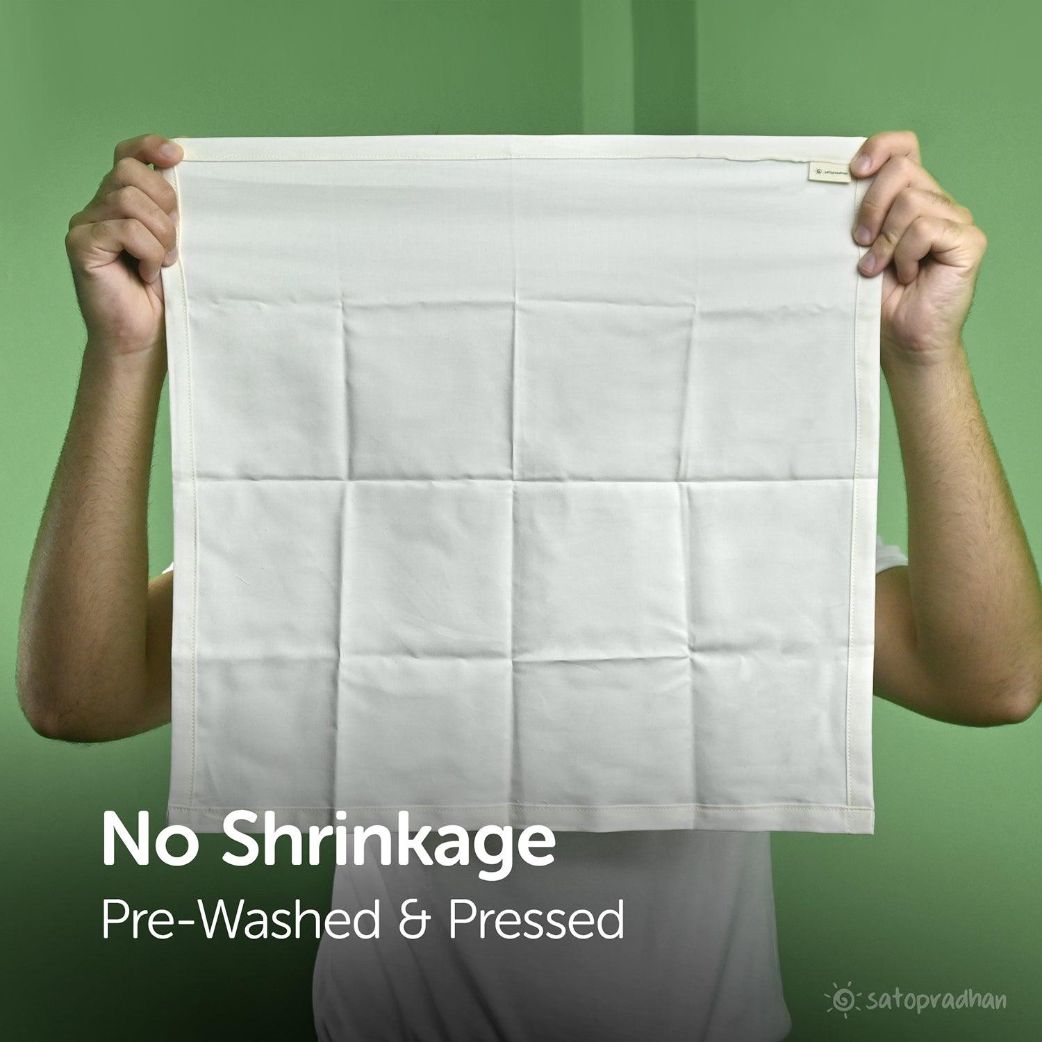 Prewashed and pressed organic cotton handkerchief, no shrinkage, cream white, eco-friendly fabric