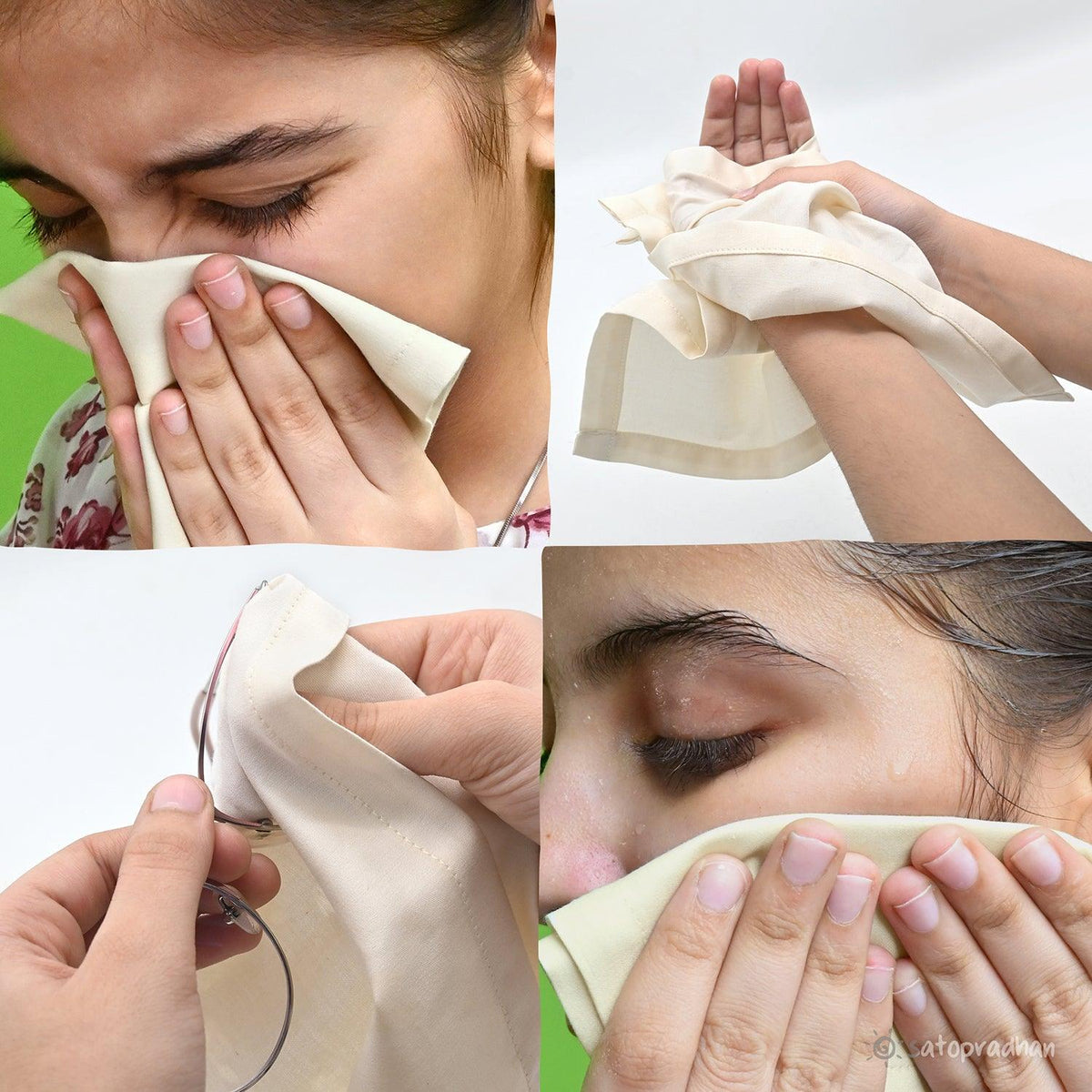 Organic Cotton Handkerchief for Women - Set of 6 - 12”x12.5”- Cream White - Extra Soft Cotton Hankies for Females/Girls - Sweat Absorbent - High Quality & Eco-Friendly Gift for Loved Ones - Unbleached & Undyed - Satopradhan
