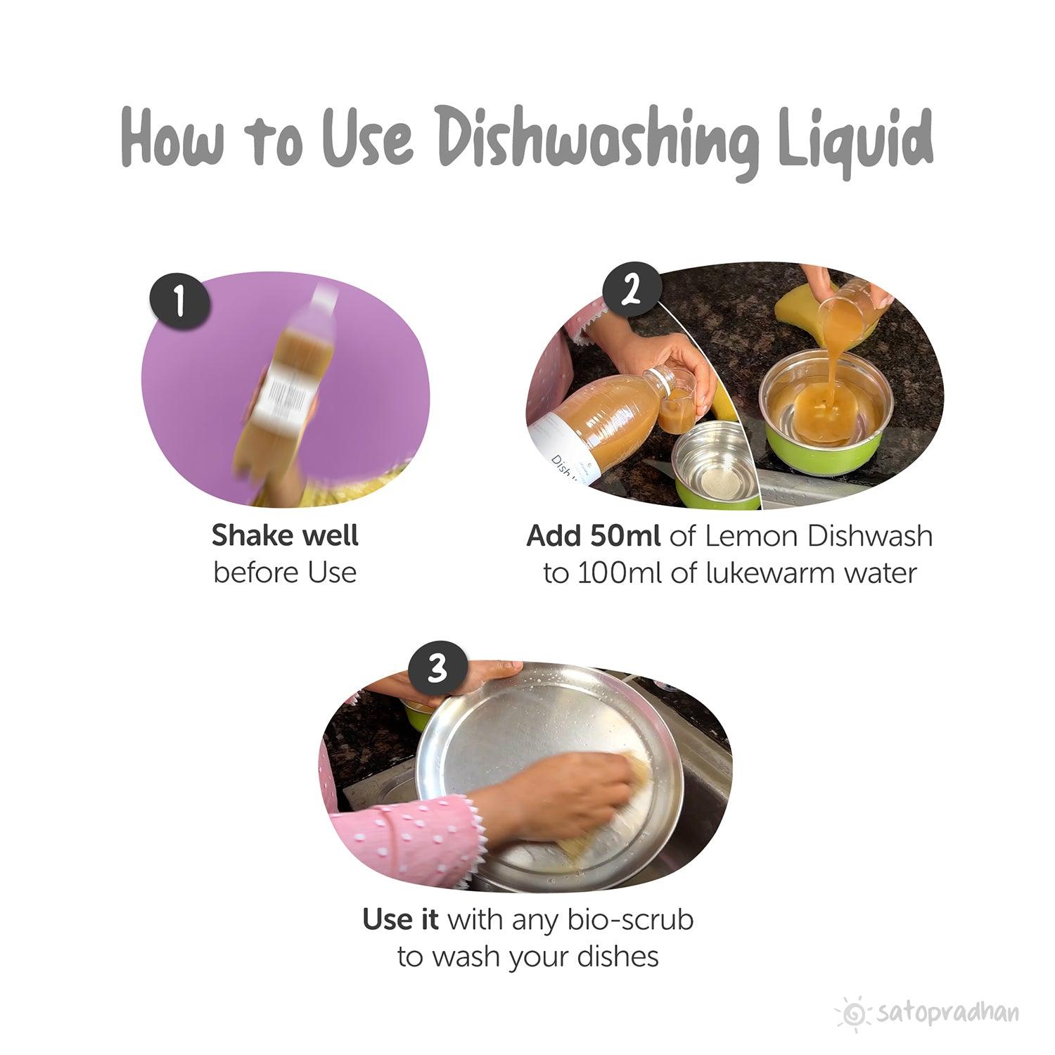 Organic Dishwashing Liquid 700 ml & 1.9kg | Non Toxic Dishwashing Liquid for Sensitive Hands | Disinfectant for Utensils - Satopradhan