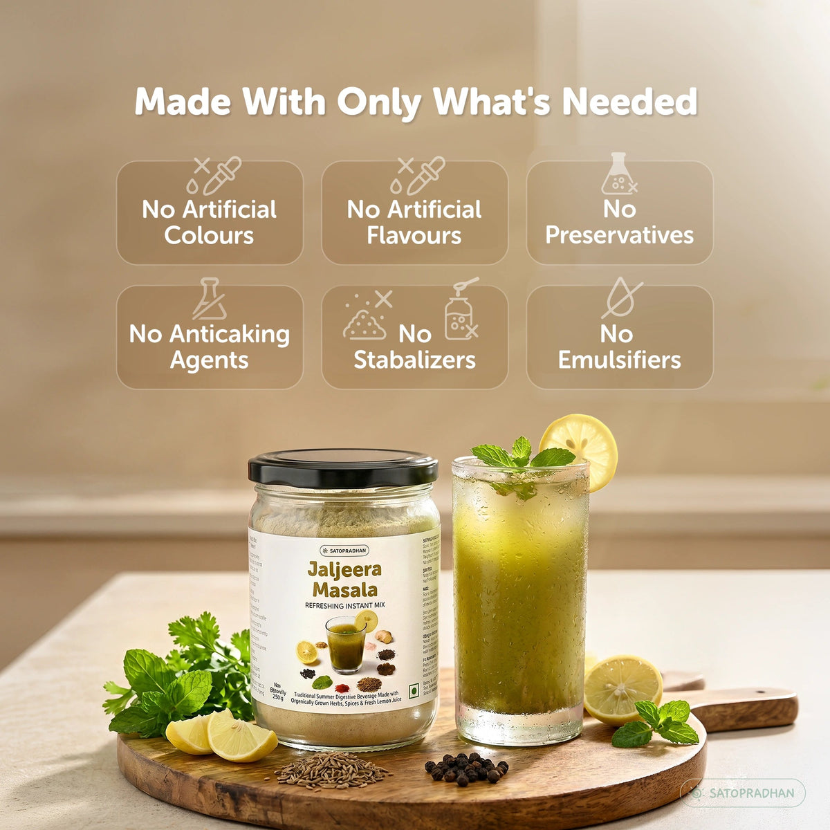 Organic Jaljeera Masala Powder 250g – Traditional Instant Digestive Summer Drink Mix - Satopradhan