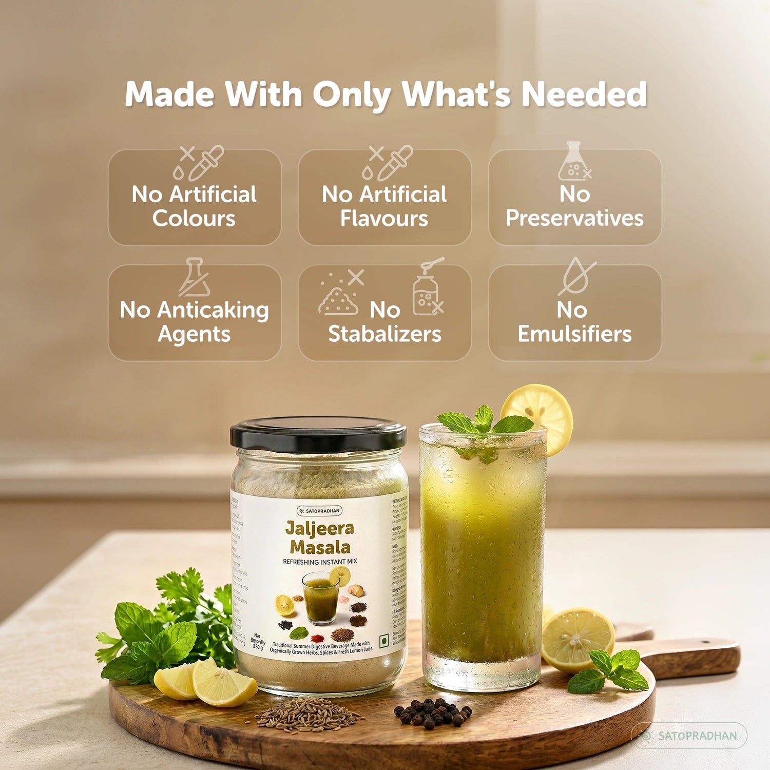 Organic Jaljeera Masala Powder 250g – Traditional Instant Digestive Summer Drink Mix - Satopradhan