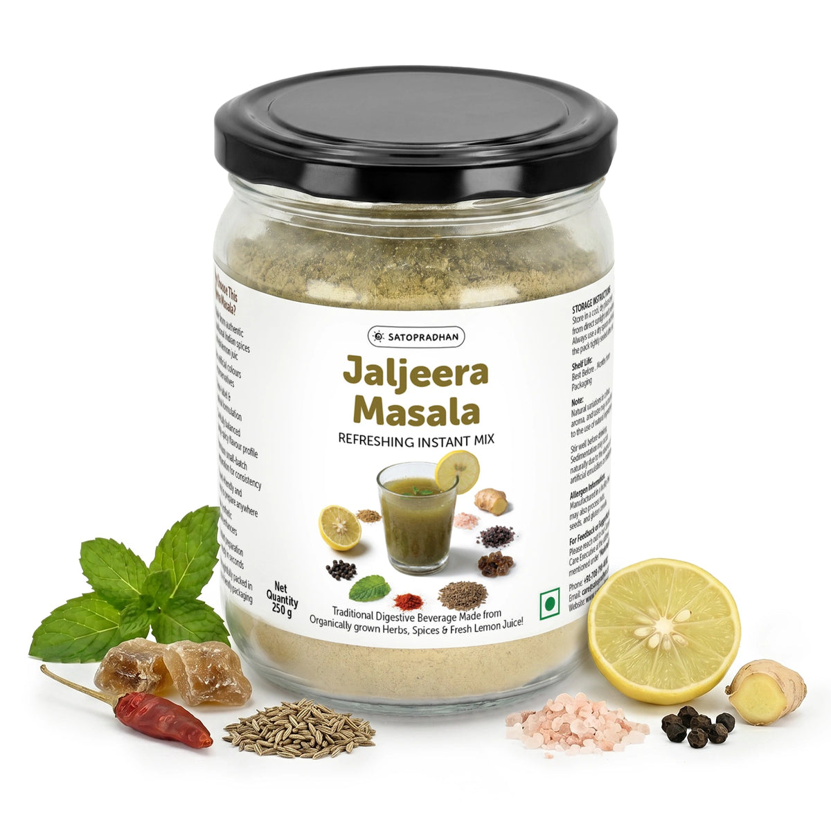 Organic Jaljeera Masala Powder 250g – Traditional Instant Digestive Summer Drink Mix - Satopradhan