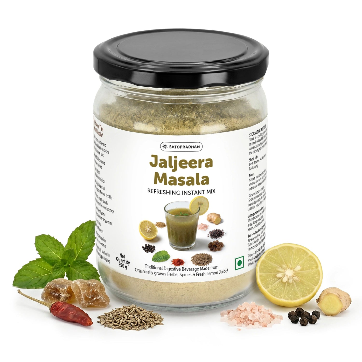 Organic Jaljeera Masala Powder 250g – Traditional Instant Digestive Summer Drink Mix - Satopradhan