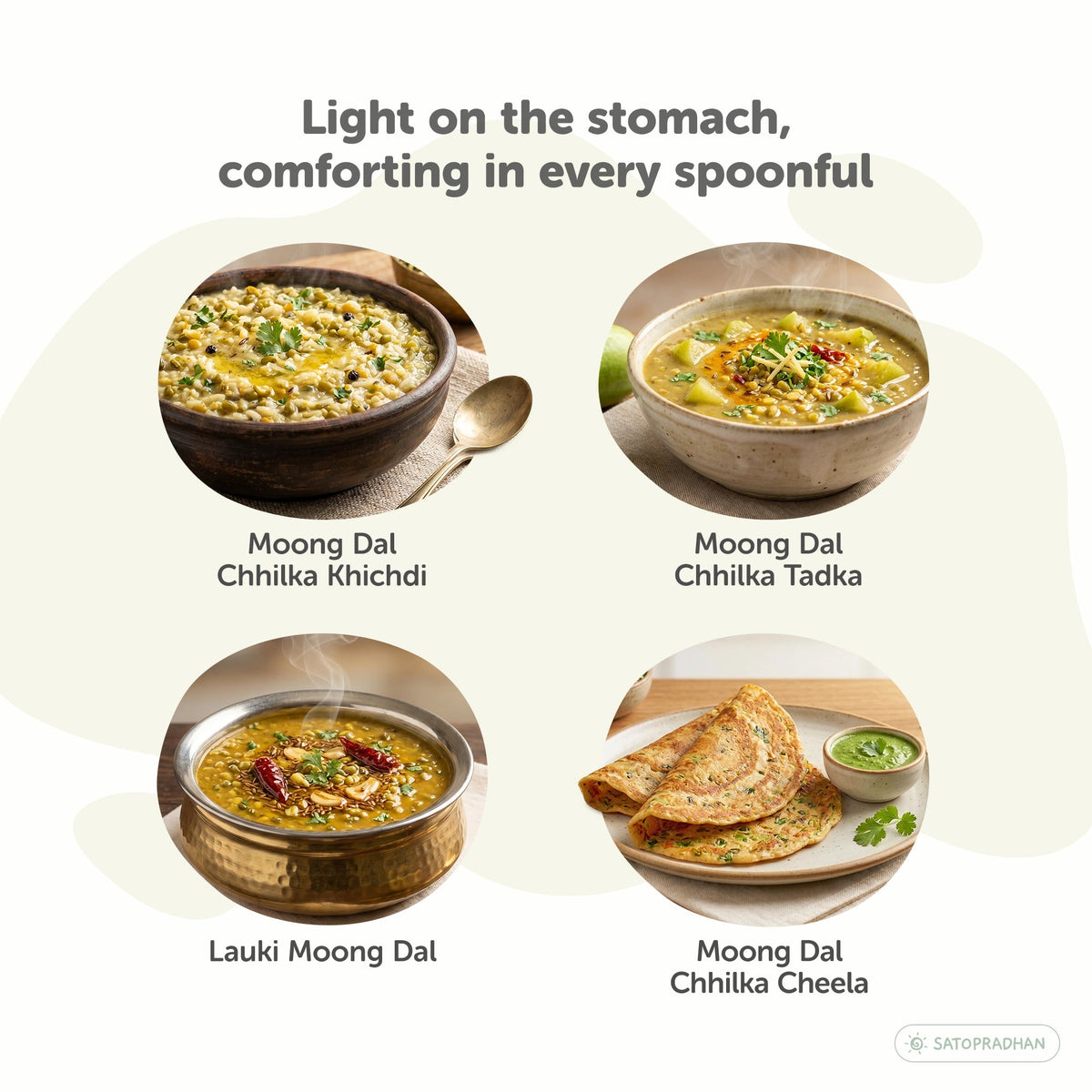 Organic Moong Dal Chilka 800g - Split Green Gram - Unpolished Moong with Skin - Satopradhan