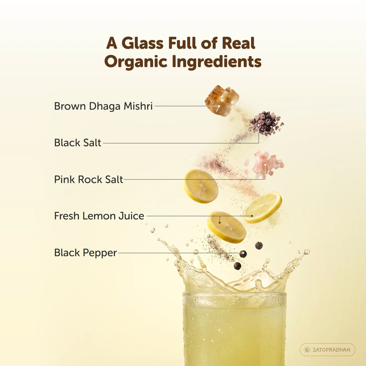 Organic Nimbu Shikanji Concentrate 700g – Made with Fresh Lemon Juice & Brown Dhaga Mishri - Indian Masala Lemonade - Satopradhan