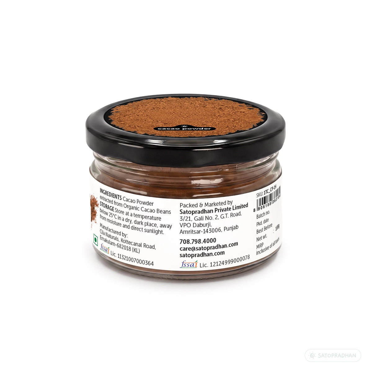 Organic Non-Alkalised Cacao Powder - 100g & 700g - Pure & Unsweetened Chocolate Powder for Baking, Smoothies & Hot Chocolate - Satopradhan