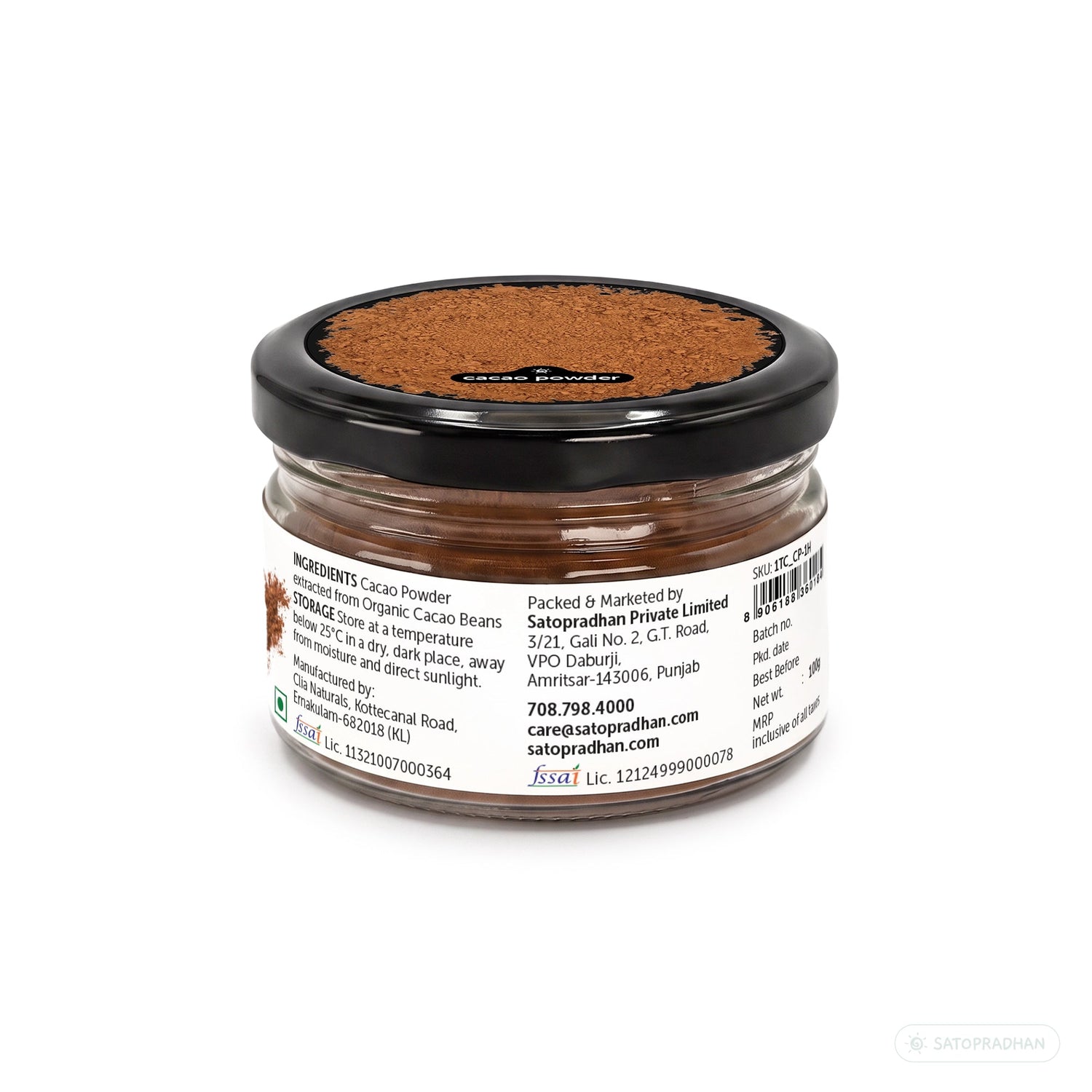 Organic Non-Alkalised Cacao Powder - 100g & 700g - Pure & Unsweetened Chocolate Powder for Baking, Smoothies & Hot Chocolate - Satopradhan