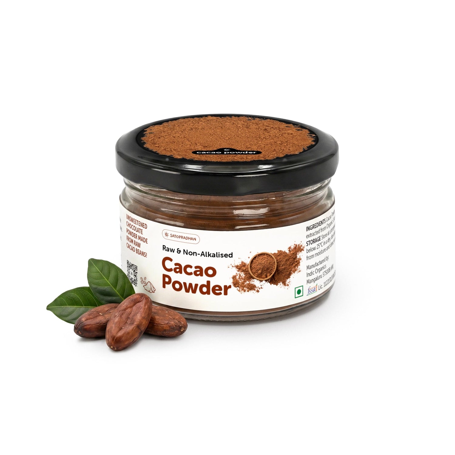 Organic Non-Alkalised Cacao Powder - 100g & 700g - Pure & Unsweetened Chocolate Powder for Baking, Smoothies & Hot Chocolate - Satopradhan