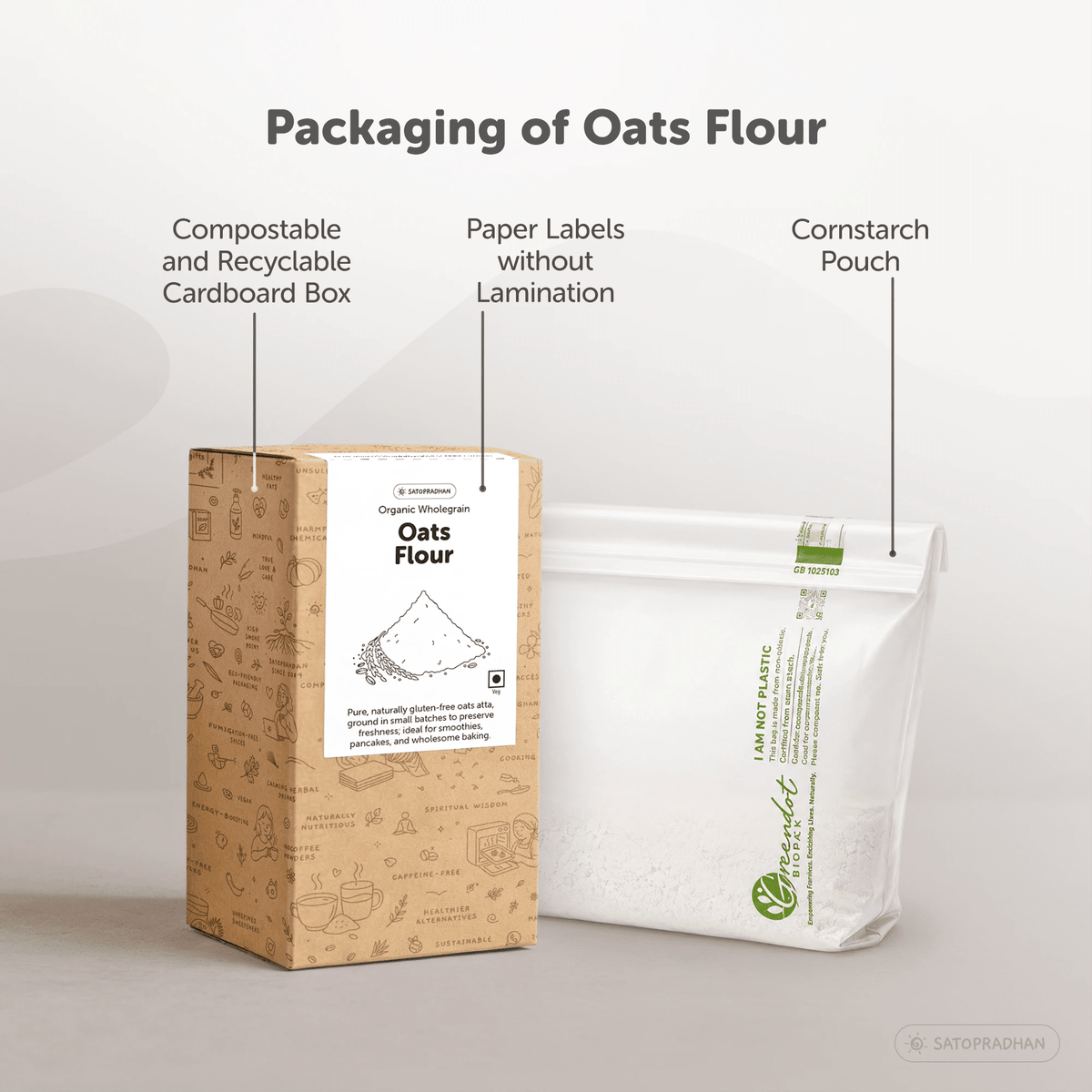 Organic Oats Flour 800g – Gluten-Free Stone Ground Oats Atta - Satopradhan