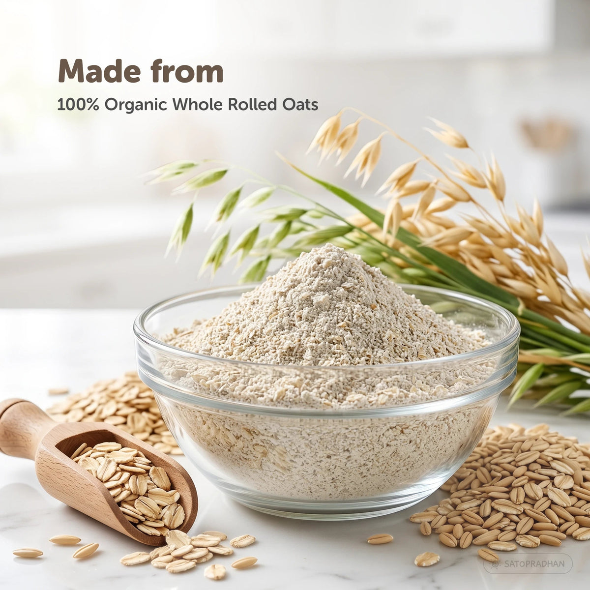 Organic Oats Flour 800g – Gluten-Free Stone Ground Oats Atta - Satopradhan