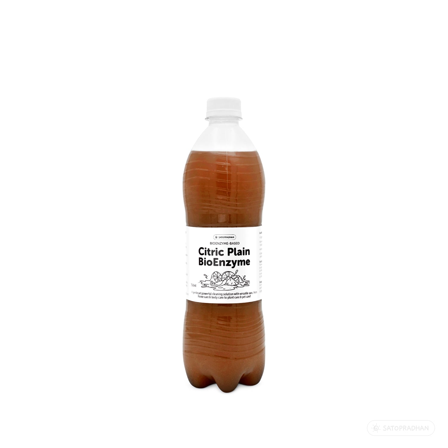Front view of Satopradhan Plain Citric Bio Enzyme 750ml bottle