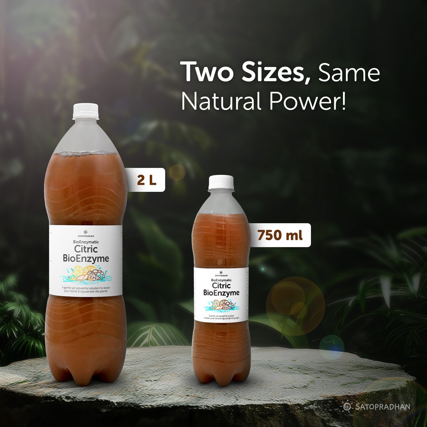 Plain Citric Bio Enzyme 750ml or 1.9L - Multipurpose Home Cleaner - Bioenzyme All Purpose Cleaner - Concentrated & Environmentally Friendly Disinfectant Spray - Satopradhan