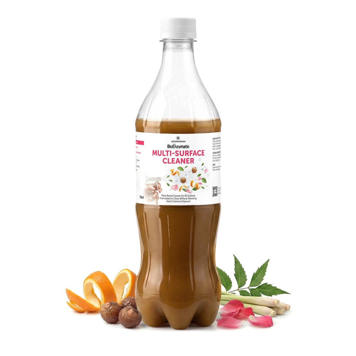 Plant-Based Multi-Surface Cleaner 750 ml - Bio-Enzyme All-Purpose Cleaning Spray - Chemical-Free Glass Cleaner - Satopradhan