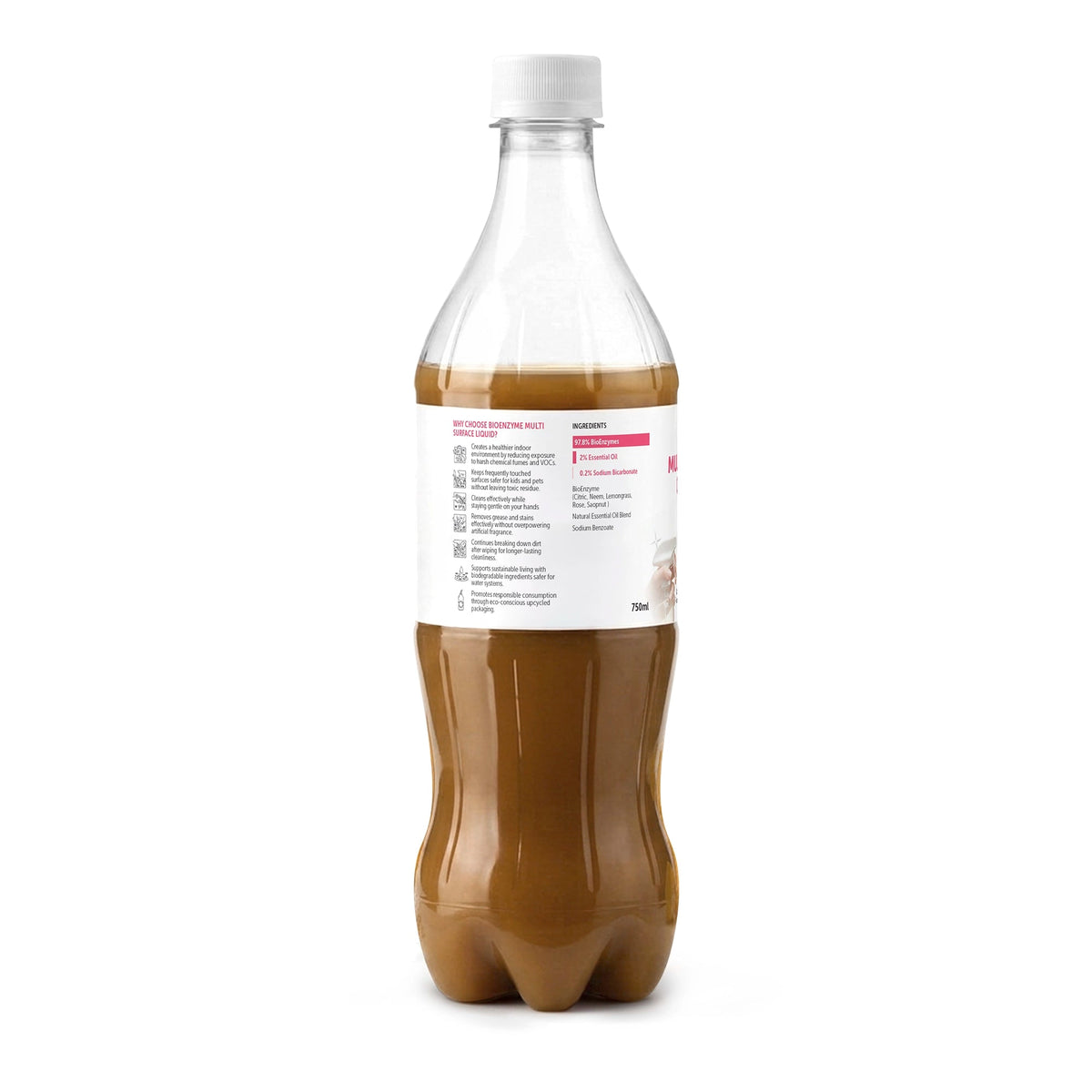 Plant-Based Multi-Surface Cleaner 750 ml - Bio-Enzyme All-Purpose Cleaning Spray - Chemical-Free Glass Cleaner - Satopradhan