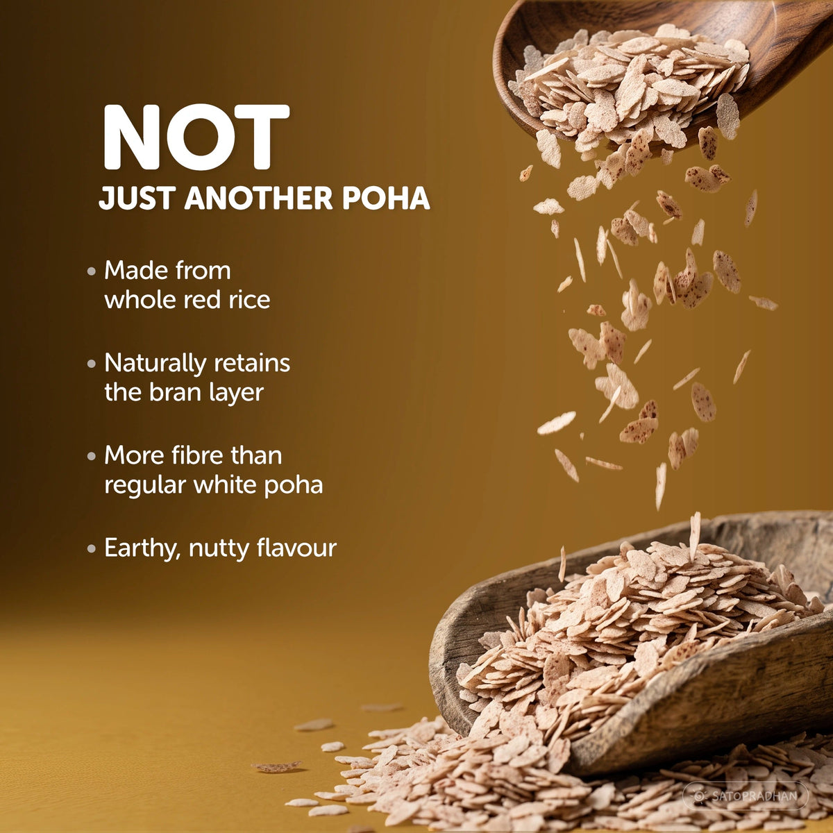 Poha Red - Organic & Wholesome 400g & 2.8 Kg - Gluten-free & Saponin-free - High-Quality Unrefined Grains without Preservatives - Satopradhan