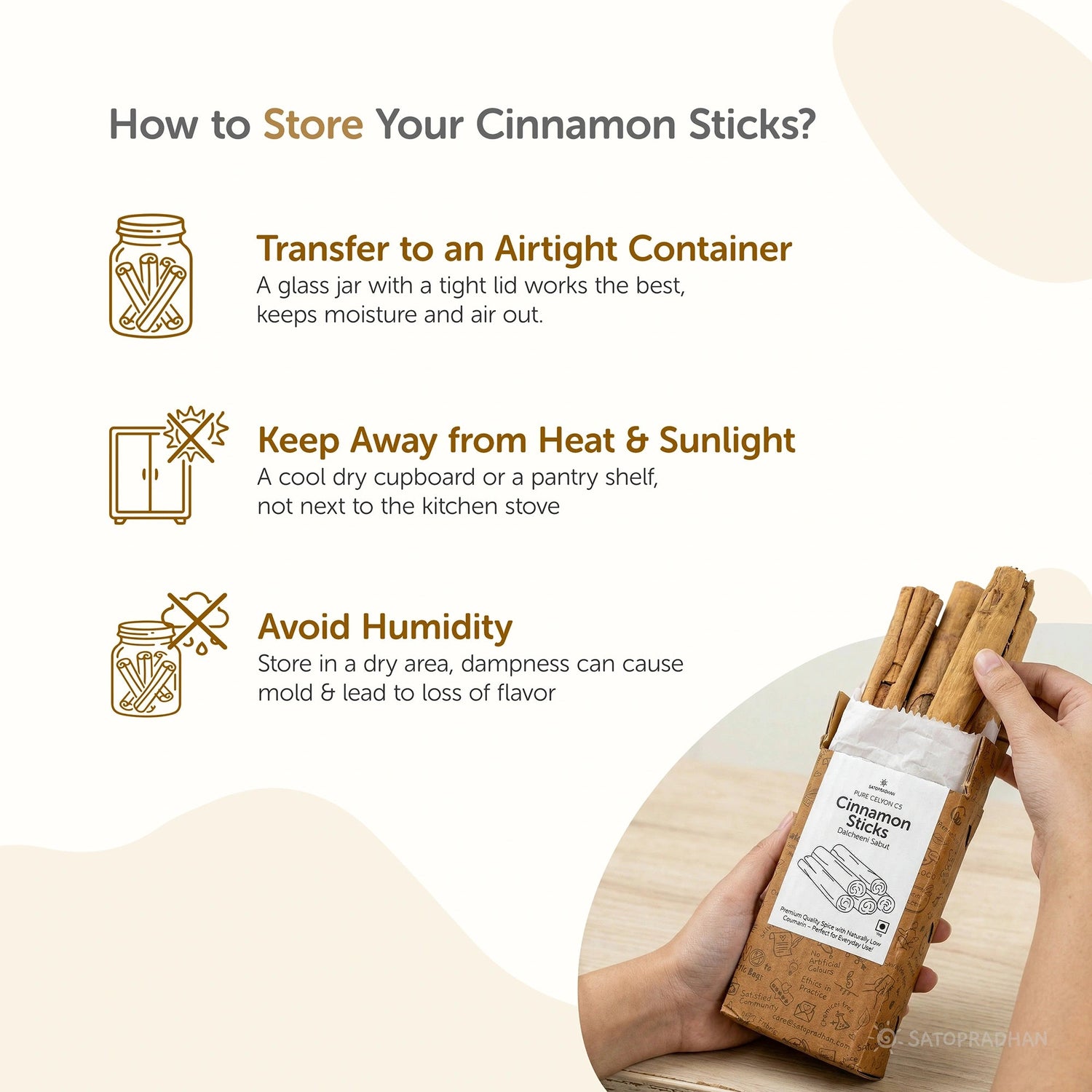 Pure Ceylon Cinnamon Sticks (C5) 100g – Low Coumarin - True Sri Lankan Whole Dalchini Quills - Unpolished Cinnamon Whole Bark - Satopradhan