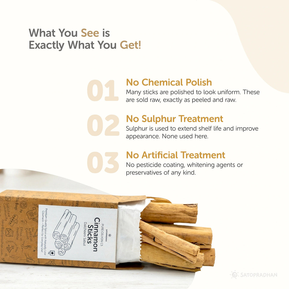 Pure Ceylon Cinnamon Sticks (C5) 100g – Low Coumarin - True Sri Lankan Whole Dalchini Quills - Unpolished Cinnamon Whole Bark - Satopradhan