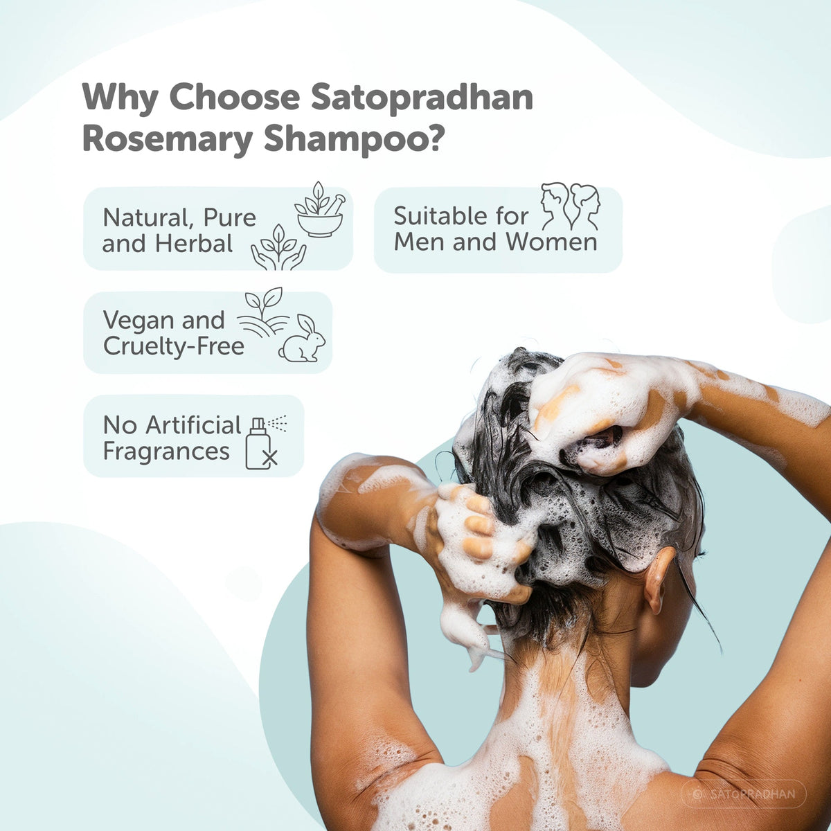 Saponified Rosemary Shampoo 200ml Glass Bottle / 900ml Refill in Upcycled Plastic Bottle - Mild, Natural & Eco-friendly - For Normal to Oily Hair Types - Sulphate & Paraben-free - Satopradhan