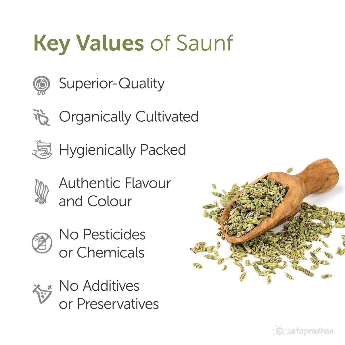 Saunf - Fennel Seeds 200g - Natural, Organically Grown & Unadulterated - Satopradhan