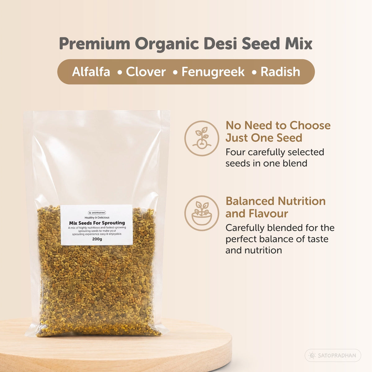 Sprouting Jar Kit - Unique Strainer Cap and Seed Mix Pack - Thoughtfully Designed & Easy to Use DIY Growing Kit - Satopradhan