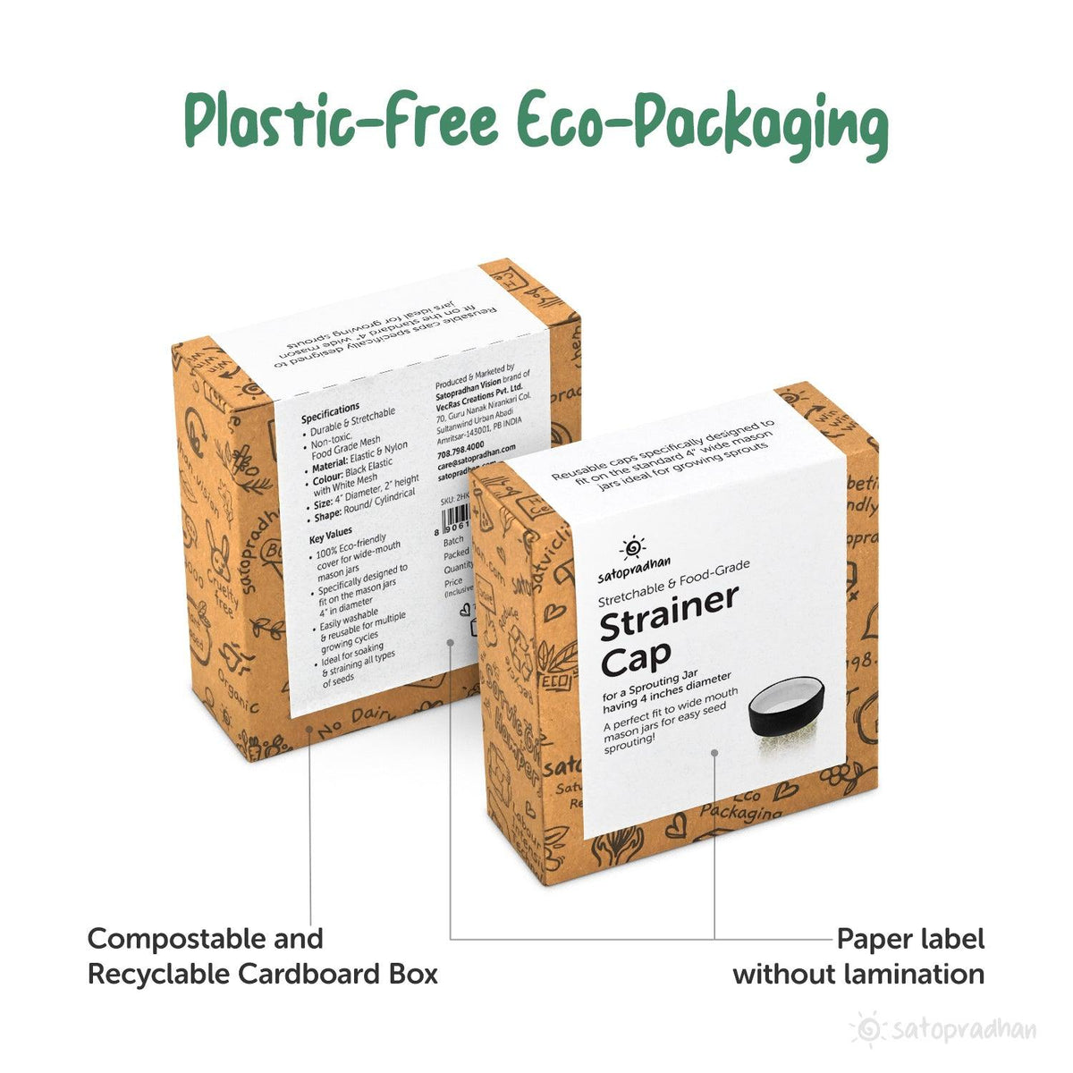 Strainer Cap 4” for Sprouting Jars - A perfect  fit for wide mouth mason jars for easy seed sprouting | Stretchable Sprout Lid