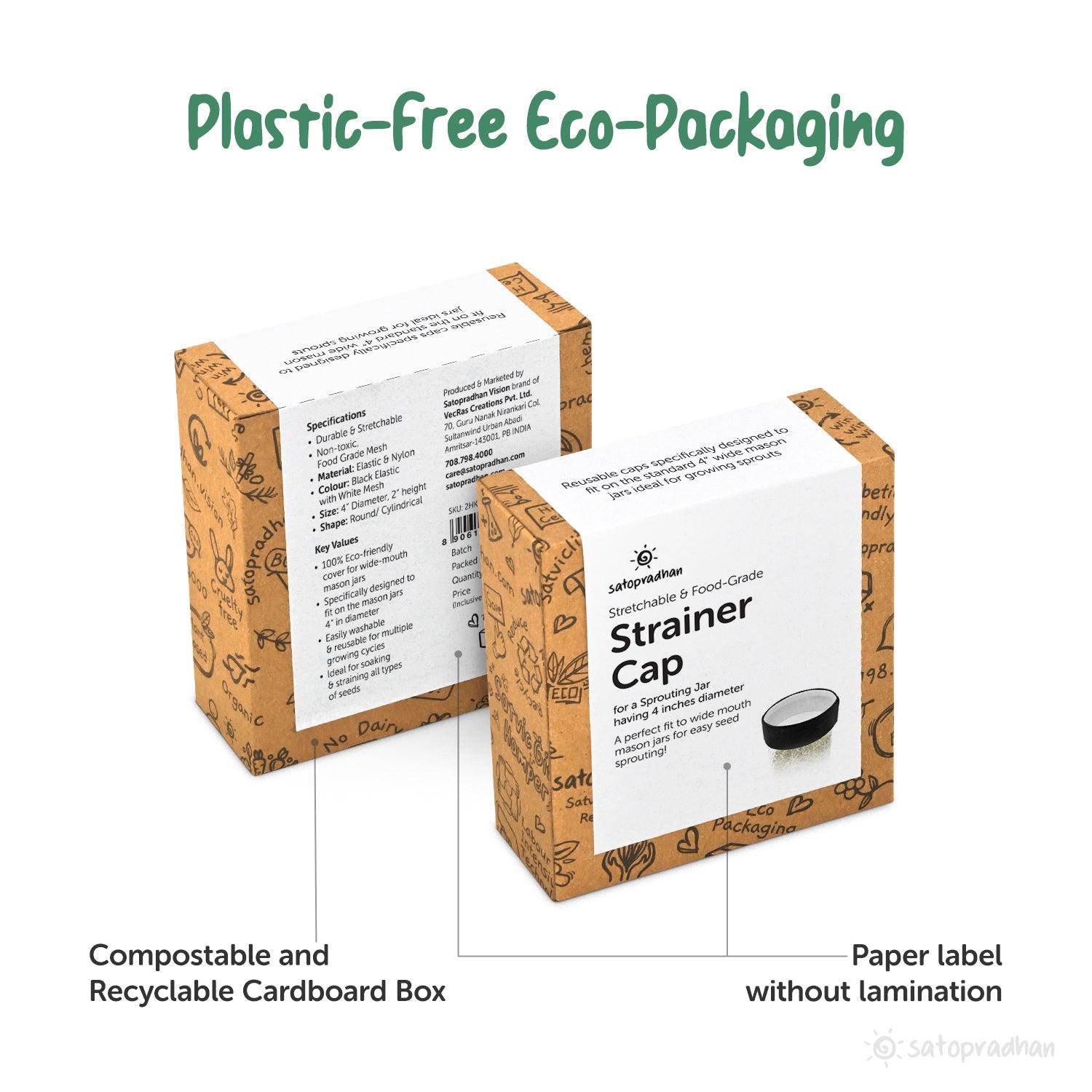 Strainer Cap 4” for Sprouting Jars - A perfect  fit for wide mouth mason jars for easy seed sprouting | Stretchable Sprout Lid